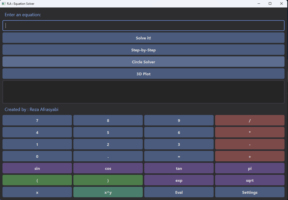 R.A Equation Solver - Main Interface